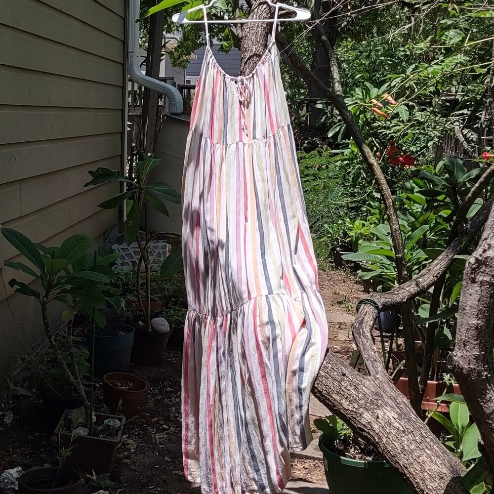 Striped maxi dress, nap dress, swim cover-up, sz L